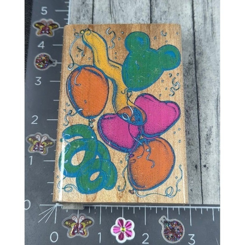 Inkadinkado Balloons Party Shaped 4183 Rubber Stamp Wood #J15